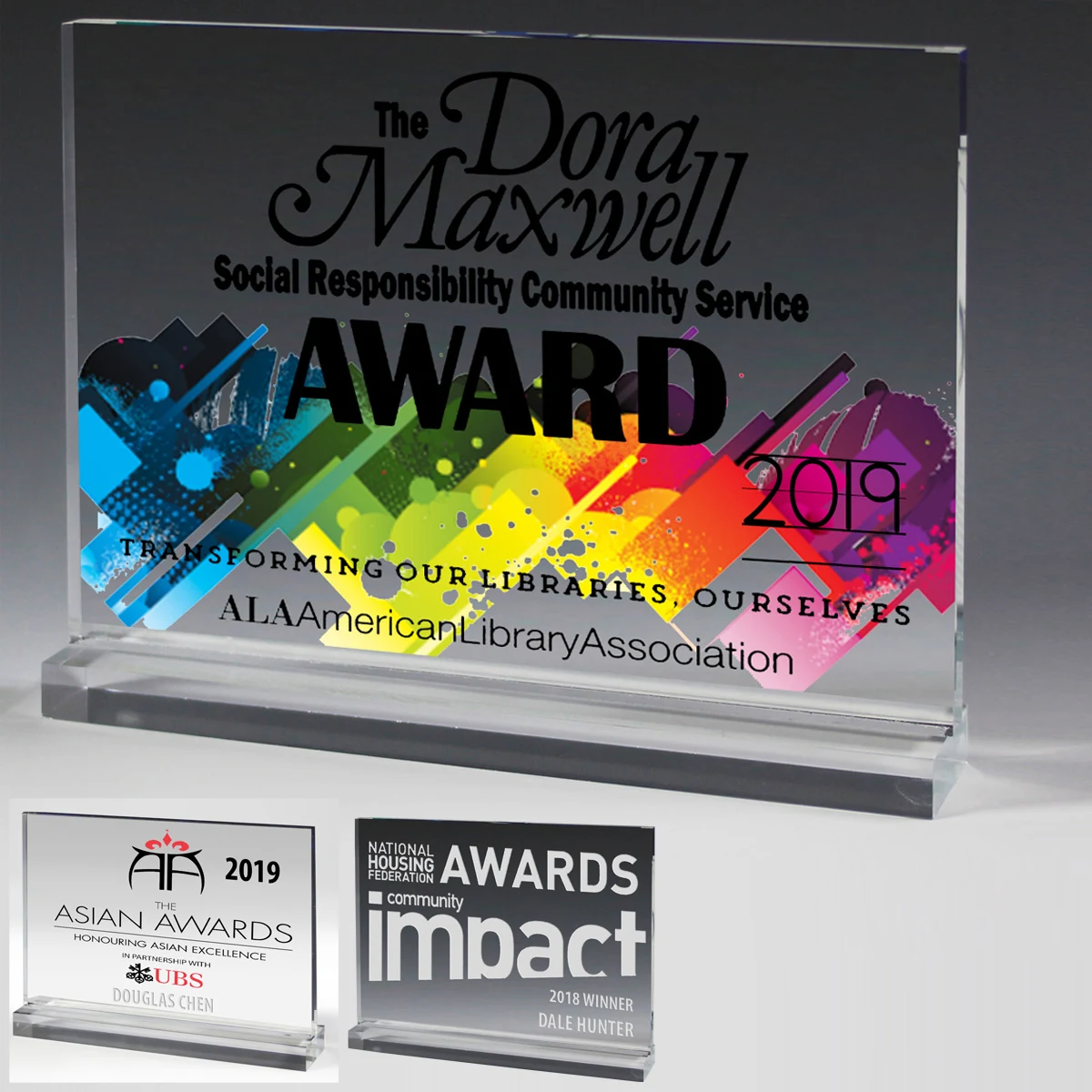 Laser Engraved Mini Billboard Acrylic Award (7"x 5 1/2"x 1/2") 1
