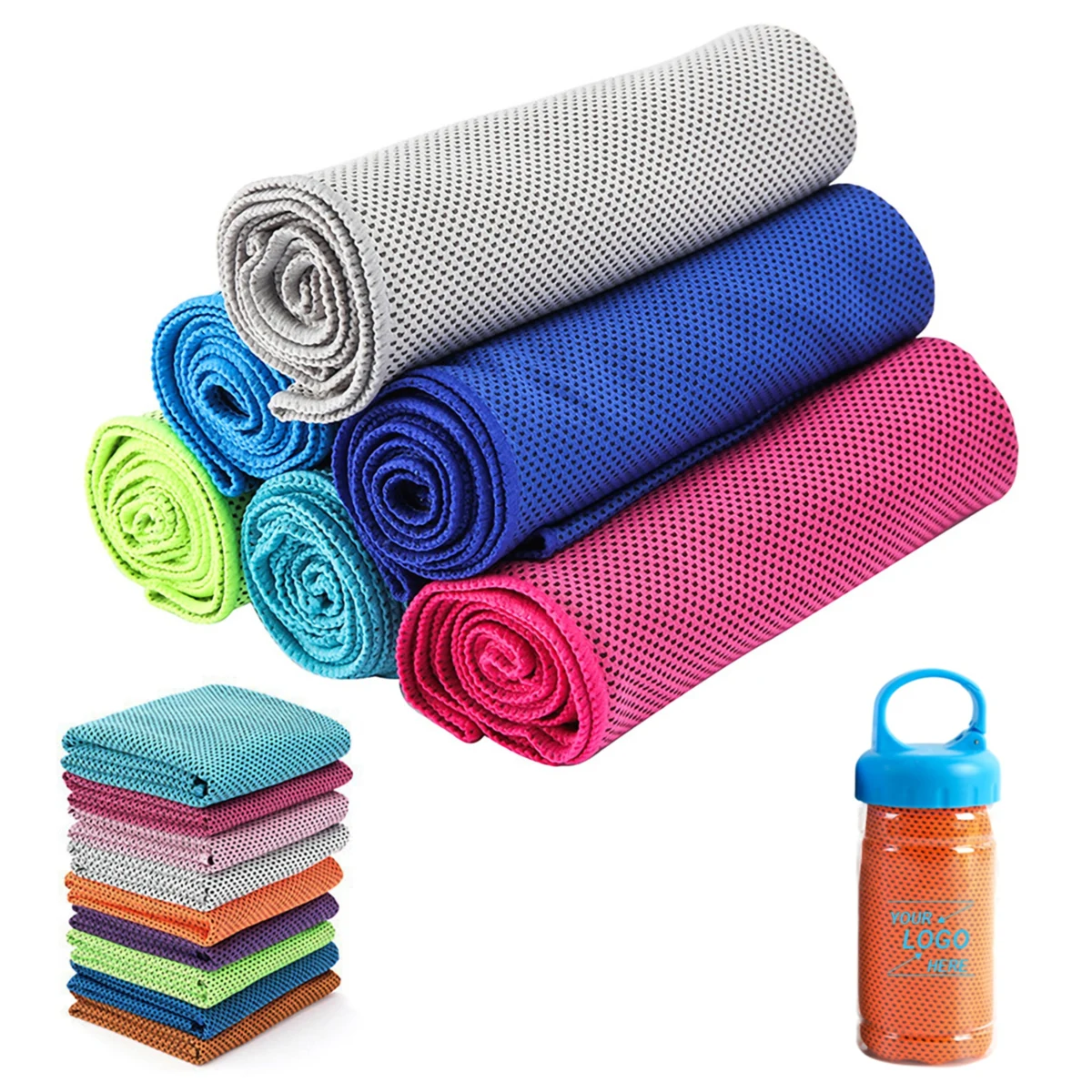 Portable Cooling Towel w/Carabiner Case 1