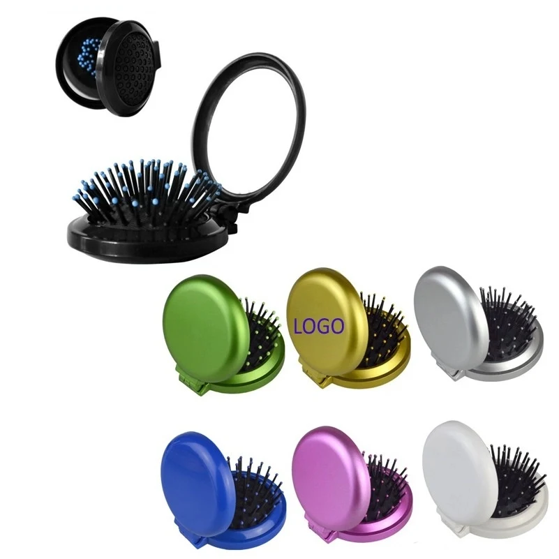 Mini Folding Pocket Hair Comb with Mirror 1