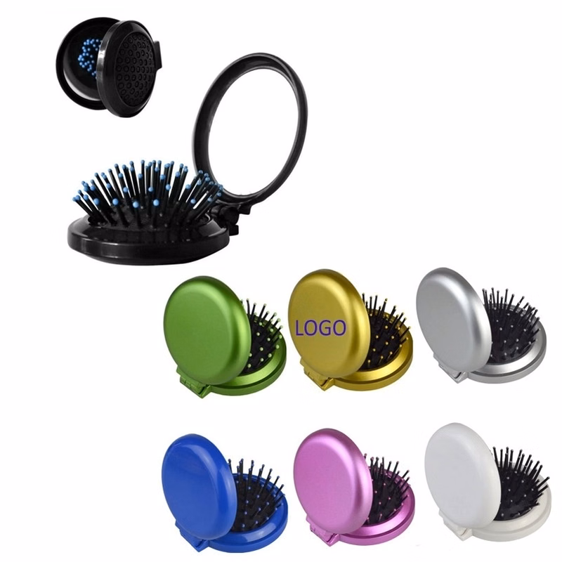 Mini Folding Pocket Hair Comb with Mirror
