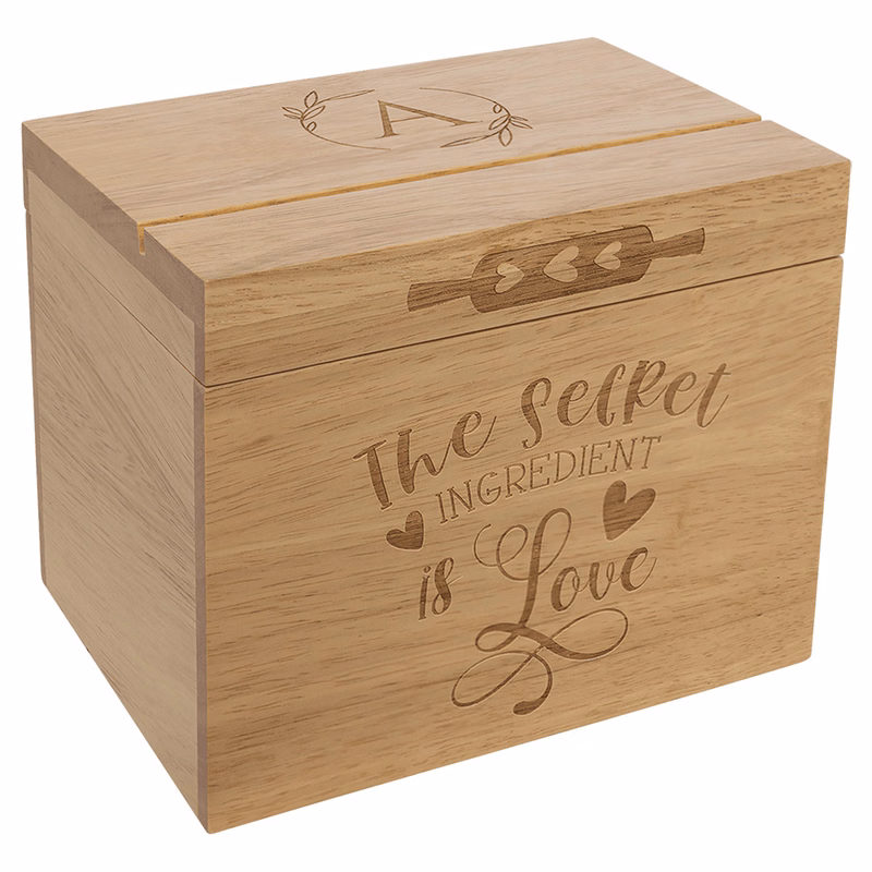 RECIPE CARD WOOD BOX (RECIPE CARDS NOT INCLUDED)