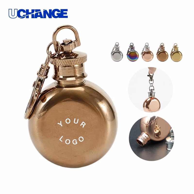 Mini Round Flask Keychain Bottle with Leakproof Lid