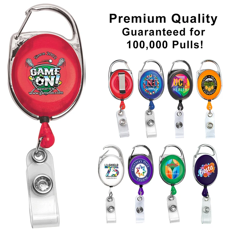 "Oberlin PI" 30" Cord PhotoImage ® Full Color Imprint* Retractable Carabiner Style Badge Reel and Ba 1