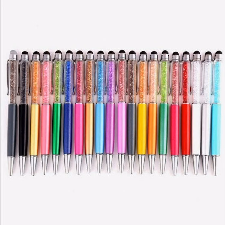 Plastic Ball-Point Pen+crystal+stylus+1 Color Imprint