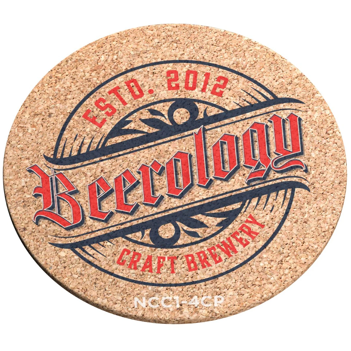 3/16" Natural Cork Coasters Round (3.5" dia.), Full Colour 1