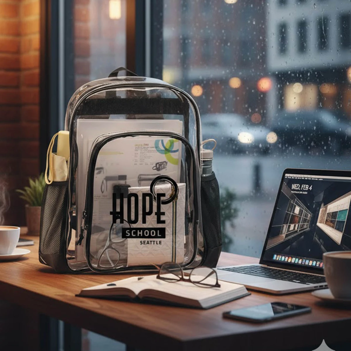 Soft Clear Mesh Pockets Zipper Backpack 1