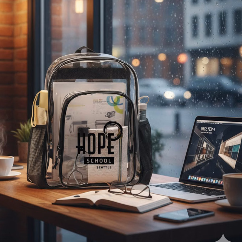 Soft Clear Mesh Pockets Zipper Backpack
