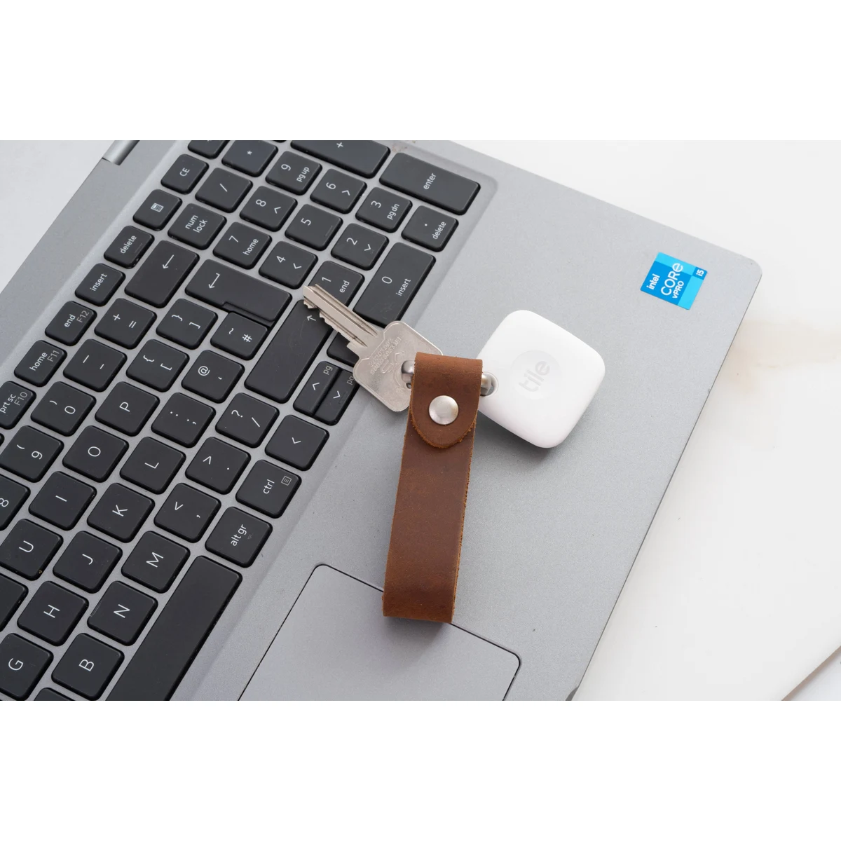 Standard Tile Mate + Full Grain Leather Key Fob 1