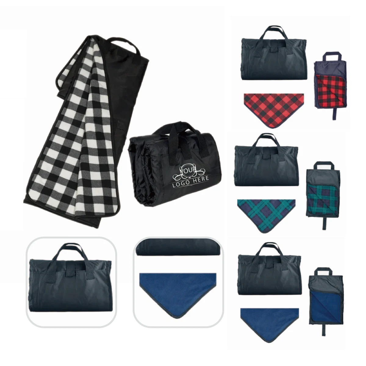 Fleece Travel Blanket with Nylon Handles 1