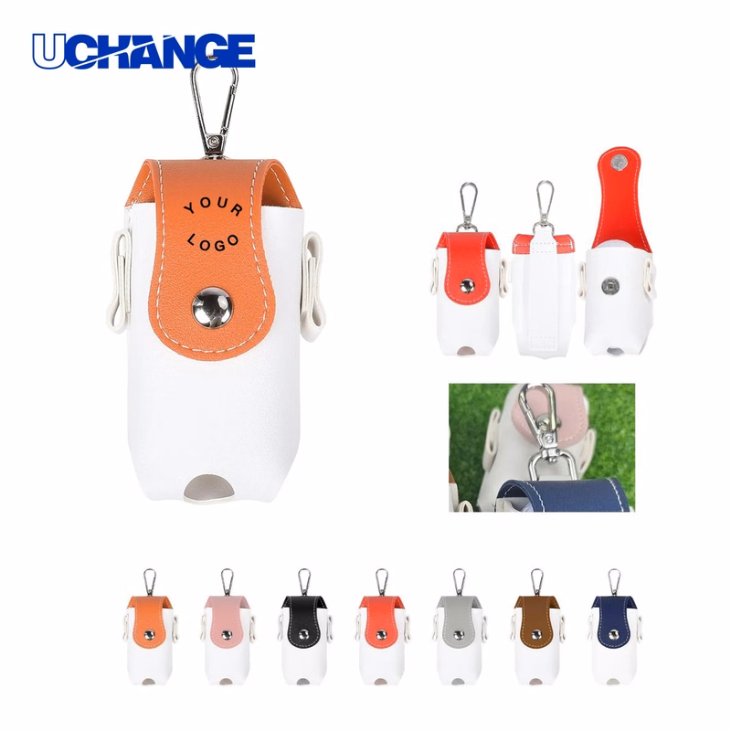 PU Leather Golf Ball Holder with Clip