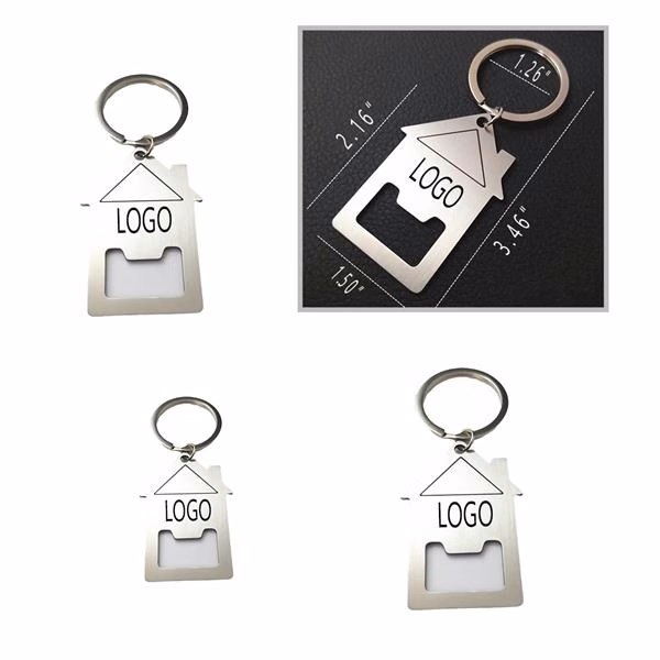 Custom Stainless Steel House Bottle Opener Keyring — Realty Marketing Gift