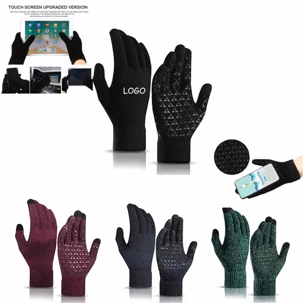 Custom Silicone-Palm Touchscreen Winter Gloves with Anti-Slip Grip — Cold Weather