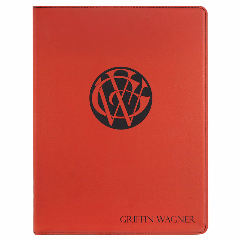 9 1/2" x 12" Red Leatherette Portfolio with Notepad