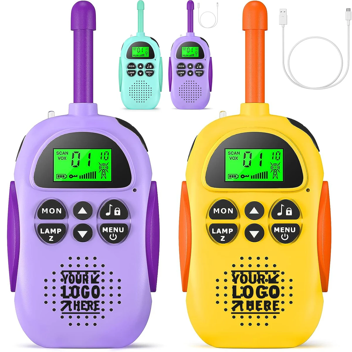 2 Pack Long Range 22 Channels 2 Way Radio Kids Birthday Toy Gif Rechargeable Walkie Talkies 1