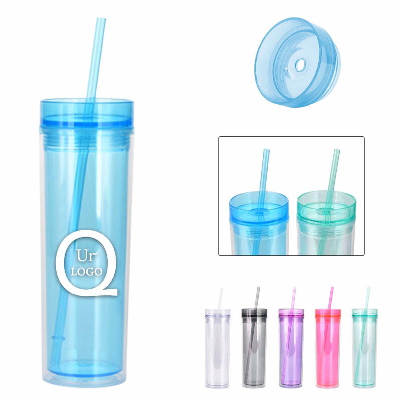 16 Oz. Plastic Tumblers W/Lids & Straws