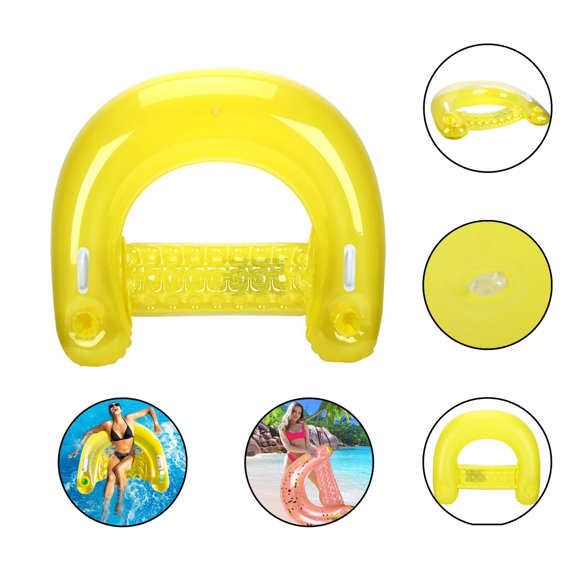 Inflatable Chair Floats Floating Loungers with Cup Holders 1