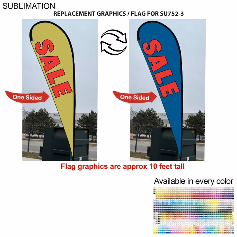 Replacement Flag for 13.5' Large Tear Drop Flag Kit, Full Color Graphics One Side