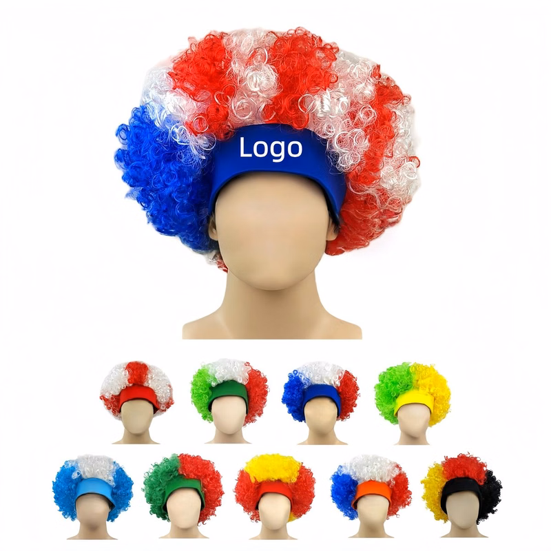 Full Color Fan Cheer Flag Afro Wig Headband