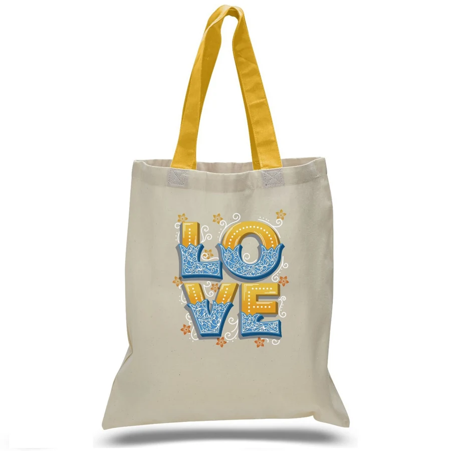 Sublimation 6 oz Poly Canvas Tote Bag - 15"W x 16" H x 20"Handle, custom tote bag with logo imprint 1