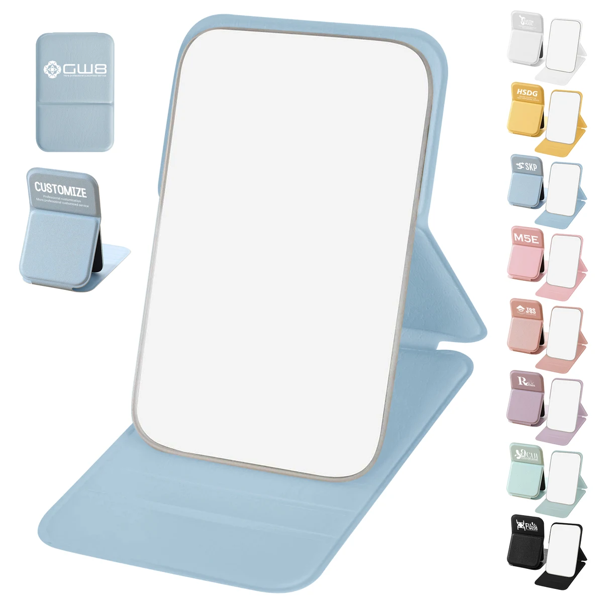 4'' Rectangle Foldable Leather Pocket Mini Makeup Mirror 1