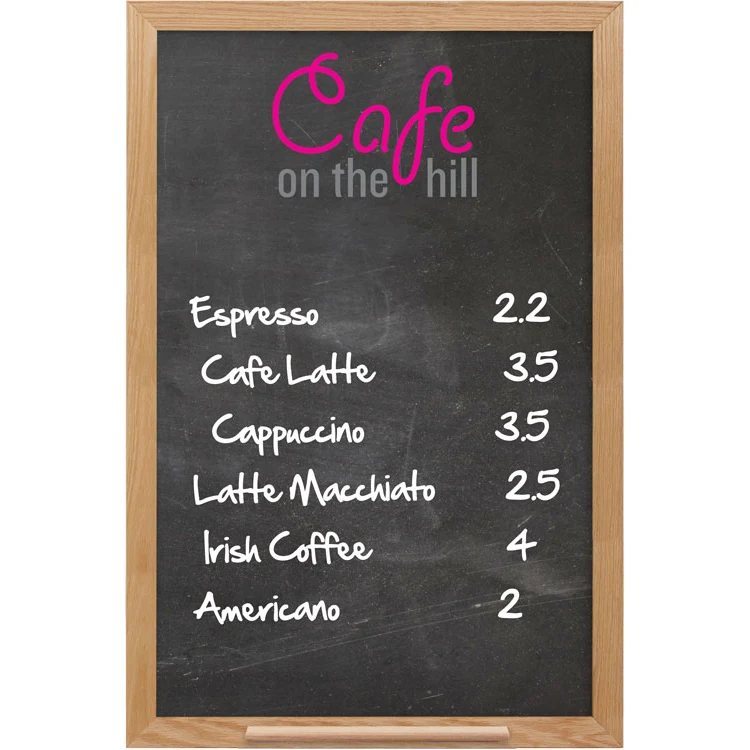 Oak Frame Wall Chalkboard with Tray - 24"w x 36"h 1