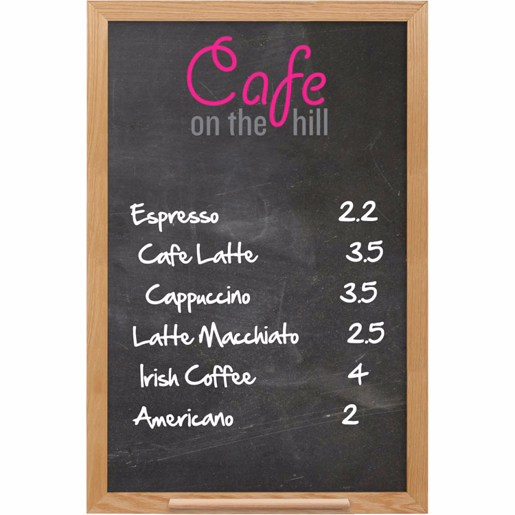 Oak Frame Wall Chalkboard with Tray - 24"w x 36"h