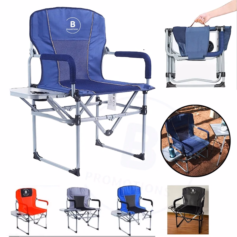 Heavy Duty Folding Camping Outdoor Chair with Side Table