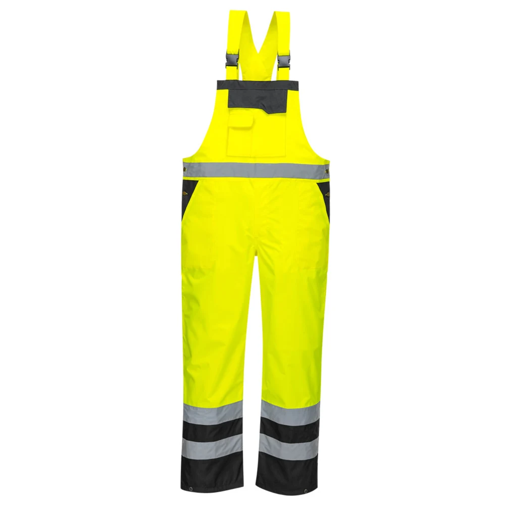 PORTWEST® Waterproof Hi-Vis Breathable Contrast Rain Bib Overall 1