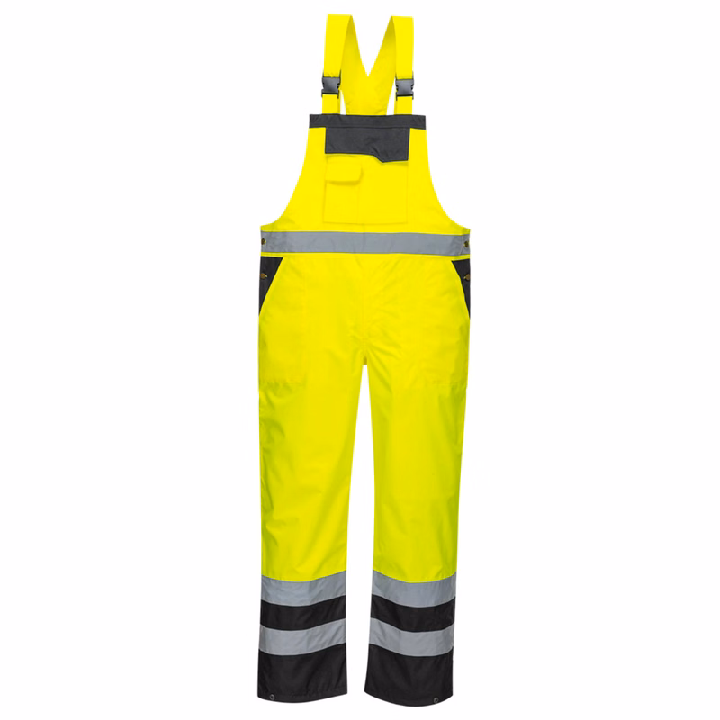 PORTWEST® Waterproof Hi-Vis Breathable Contrast Rain Bib Overall