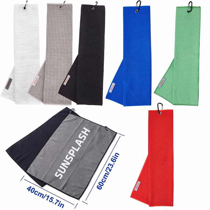 16" x 24" Hemmed Color Microfiber Golf Towel W/Hook