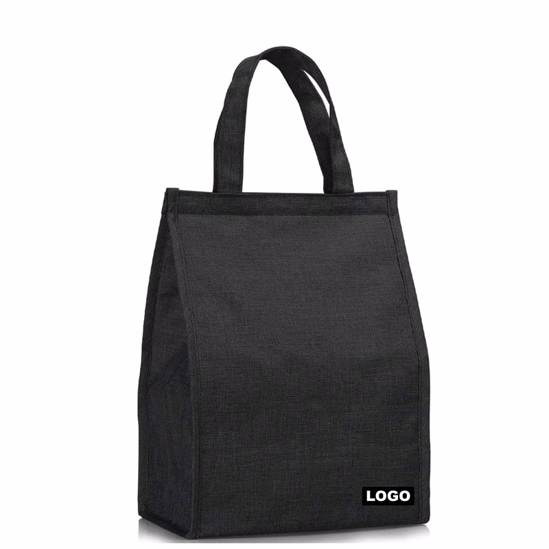 Simple Waterproof Insulated Large Adult Lunch Tote Bag -Black
