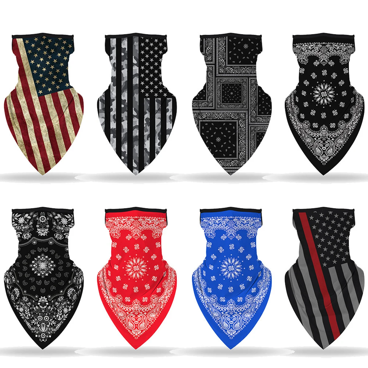 Patriotism American Us Flag Face Bandana With Ear Loop 1