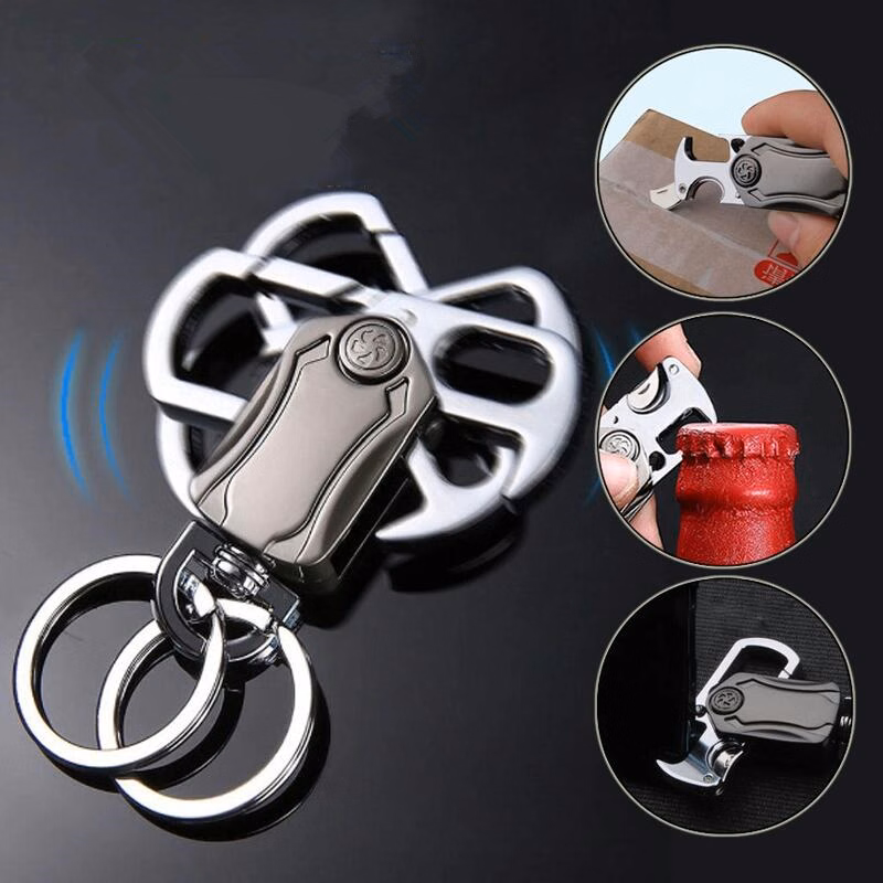 3 In 1 Fidget Spinner Keychain With Pocket Knife and Bottle Opener
