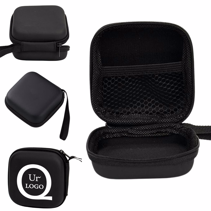 Square Zipper-Lock Earphone Storage Case