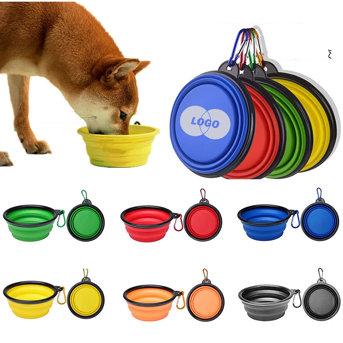 6.3' 650ml Collapsible Pet Bowl with Carabiner 1