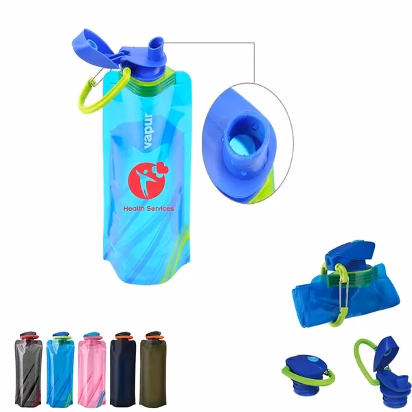 Custom 24 oz Collapsible Water Bottle — BPA Free Portable Carabiner Hydration Solution