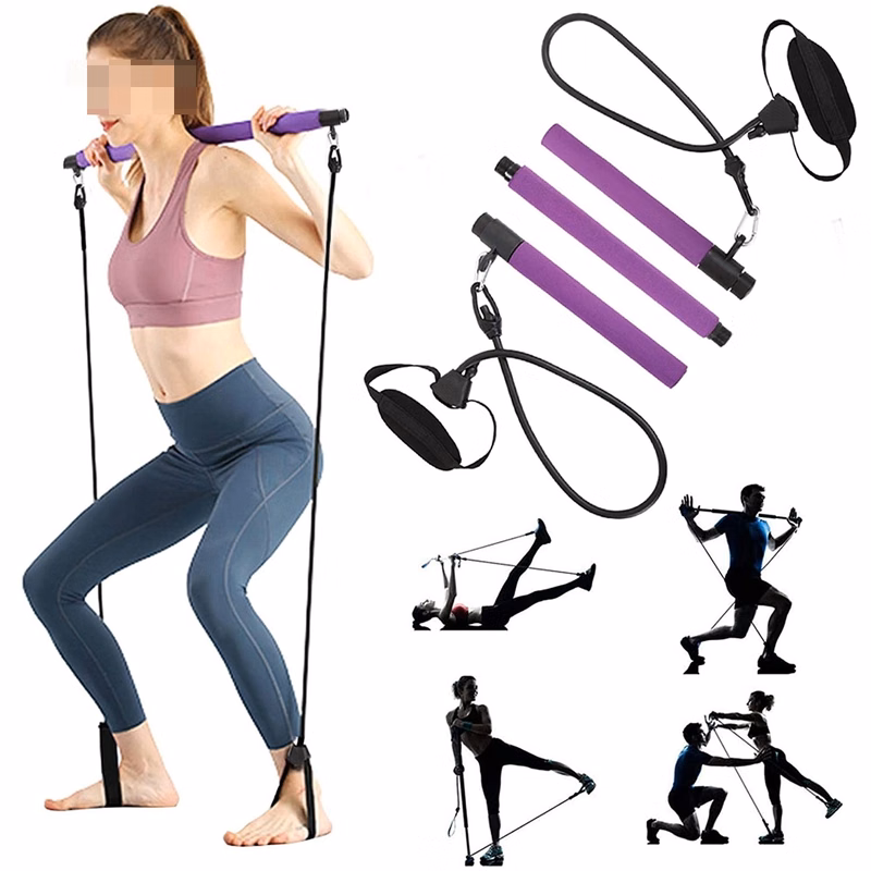 Portable Pilates Bar Kit With Resistance Band Gym Equipment
