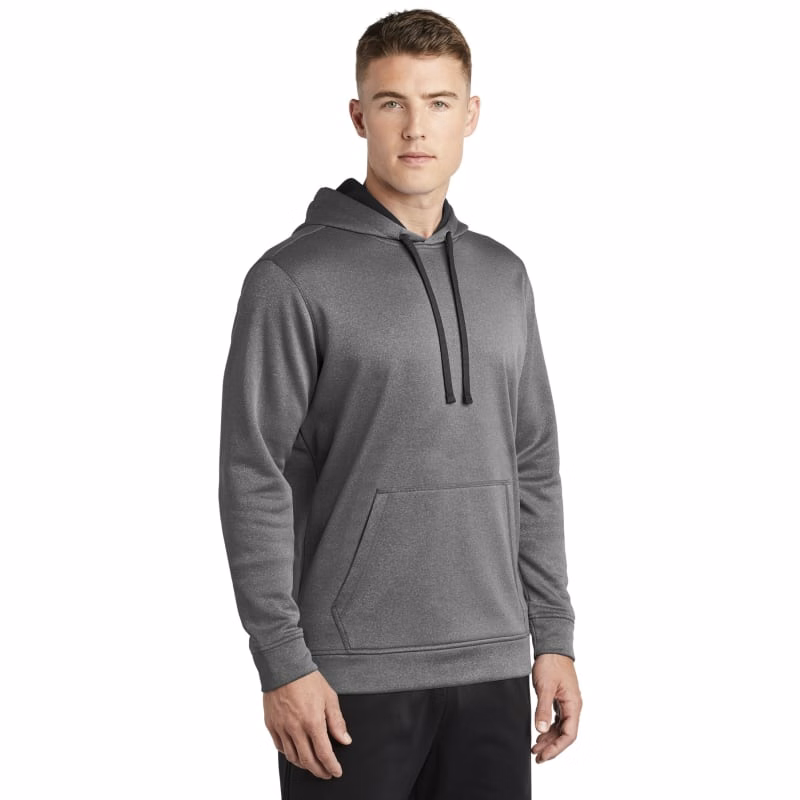 Sport-Tek PosiCharge Sport-Wick Heather Fleece Hooded Pullover.