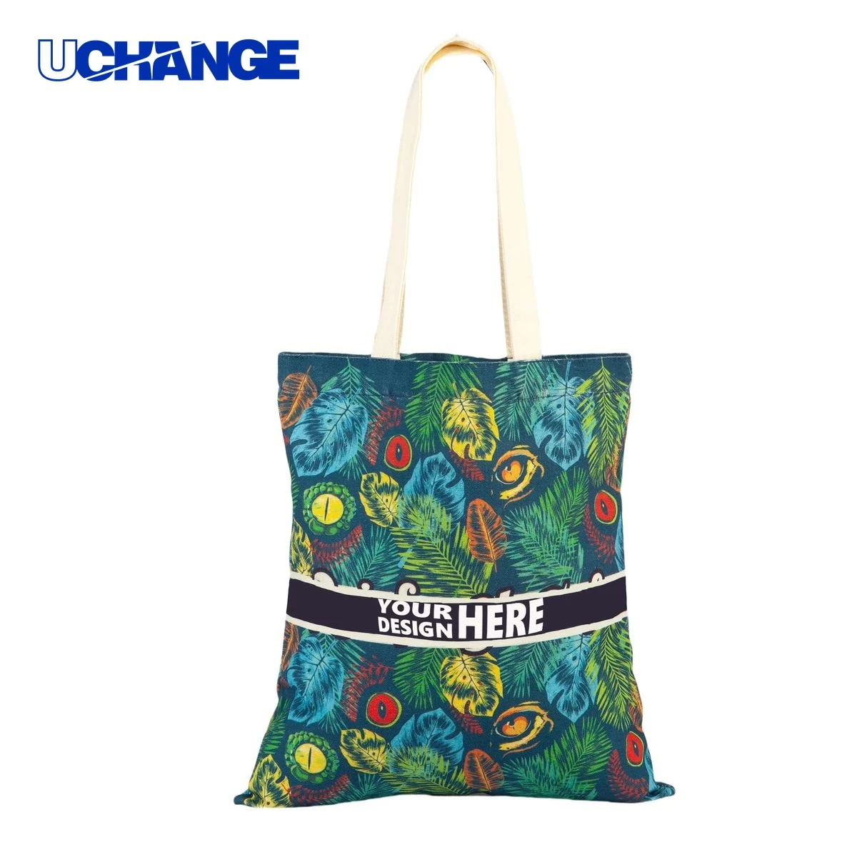 Leaf Pattern Canvas Tote Bag, custom tote bag with logo imprint 1
