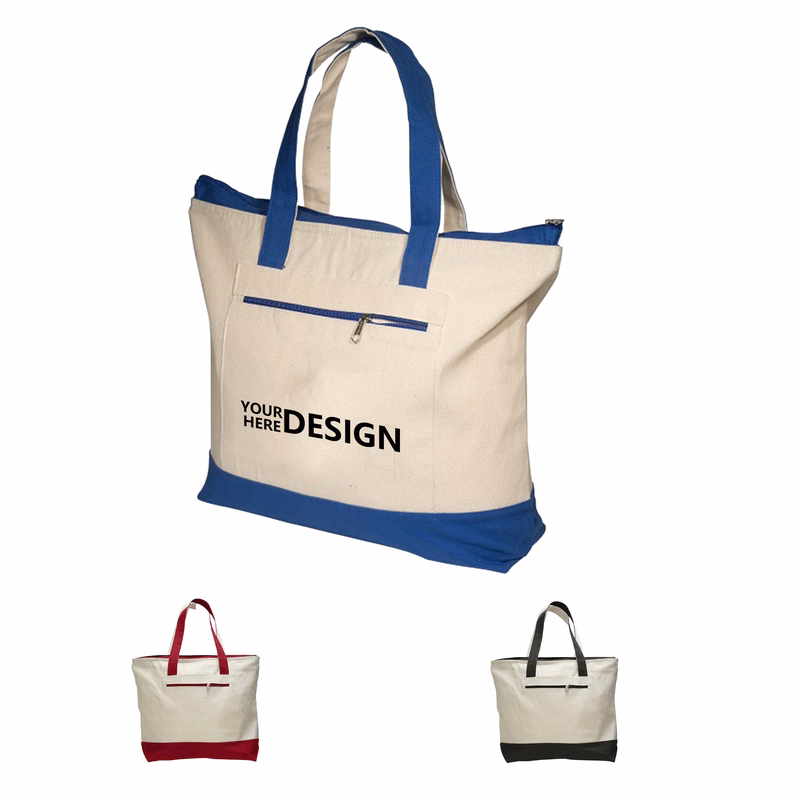 12oz Contrast-Paneled Canvas Handbag