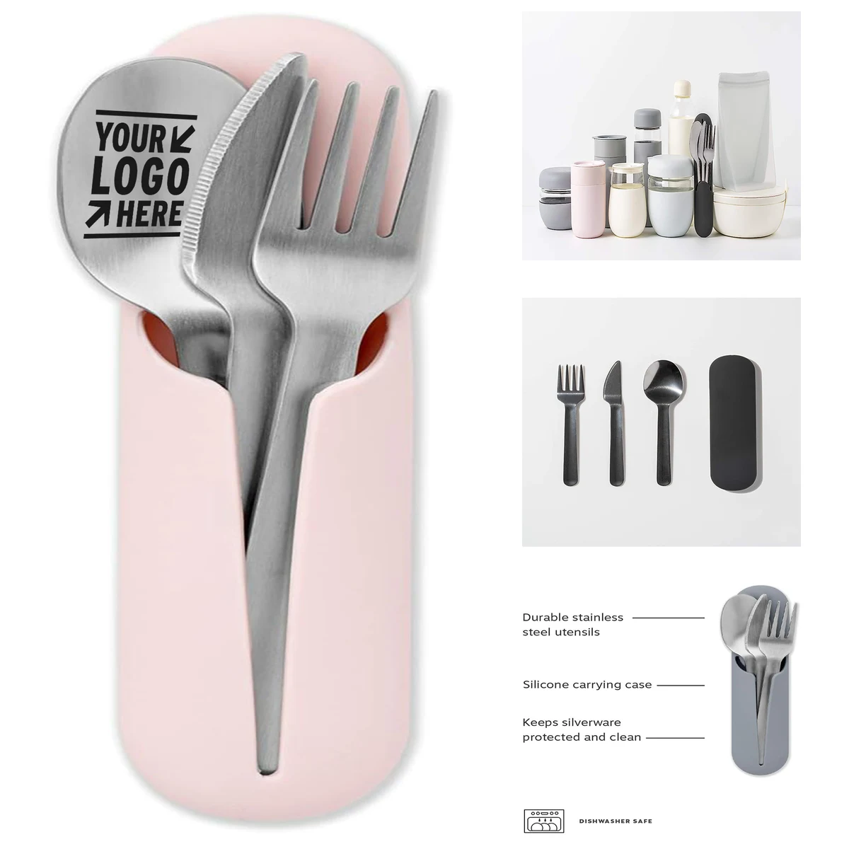 Portable Compact Set Porter Stainless Steel Utensils With Silicone Carrying Case 1