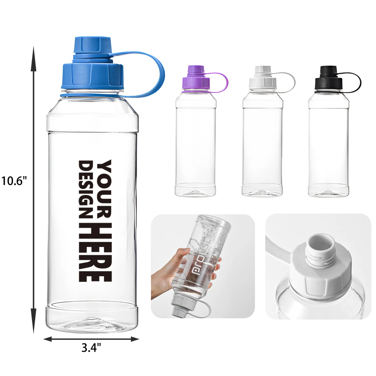 MOQ 50 PCS 33 OZ Transparent Plastic Water Bottle 1