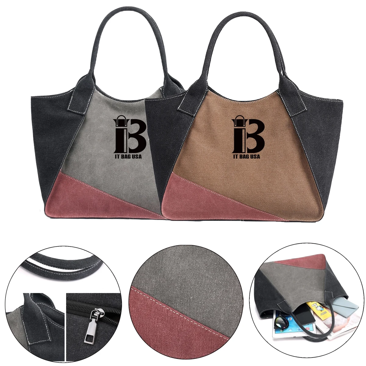 Shoulder Tote Bag For Women Canvas, custom tote bag with logo imprint 1