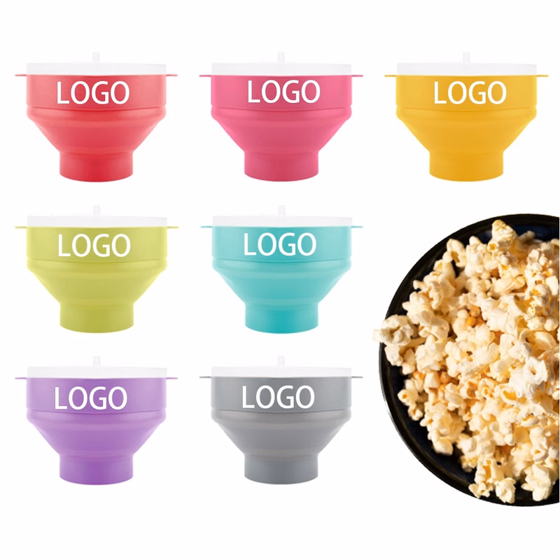 BPA Free Collapsible Silicone Microwave Popcorn Maker Bowl w/ Lid in Air Microwave