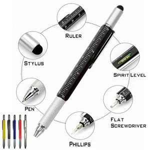 6 In 1 Metal Tool Pen With Ruler Stylus Spirit Level And Screwdrivers 1