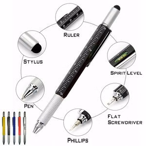 6 In 1 Metal Tool Pen With Ruler Stylus Spirit Level And Screwdrivers