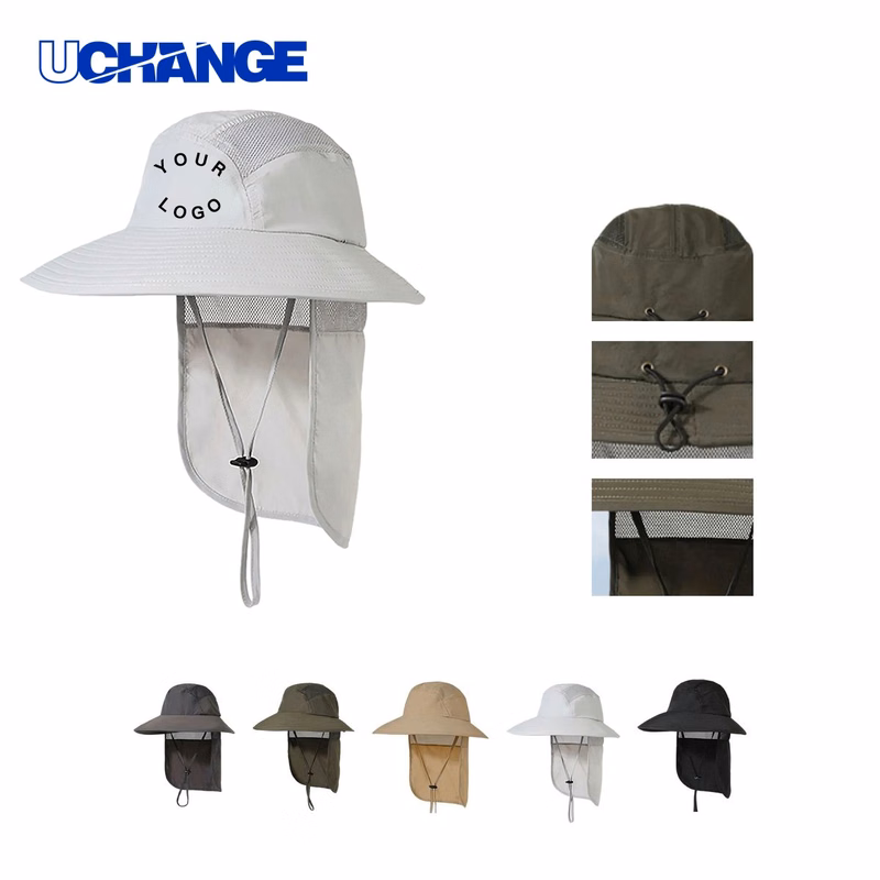 Polyester Bucket Hat Headwear with Mesh and Drawstring for Outdoor Use
