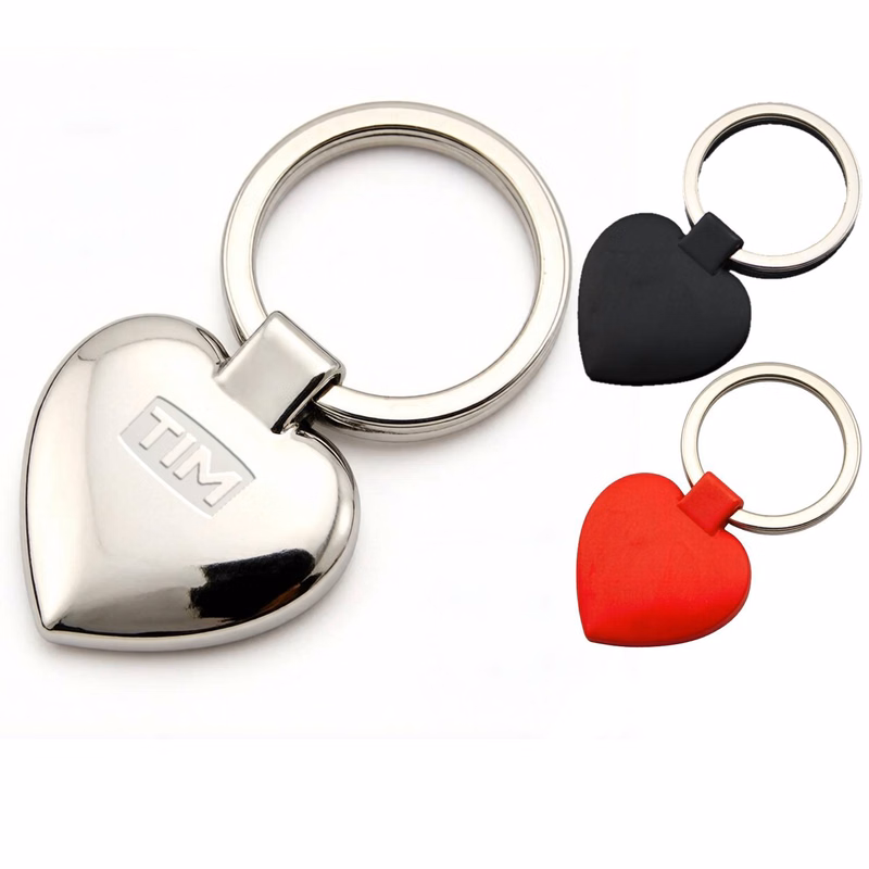 Compact Metal Heart-Shaped Keychain
