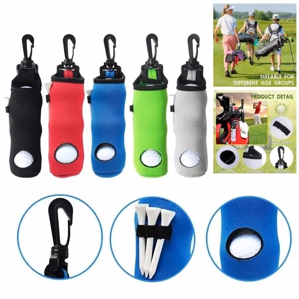Golf Ball & Tee Holder Bag - Portable Carry Case