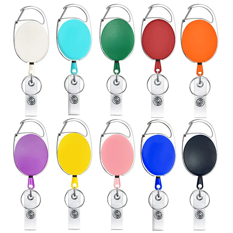 Retractable Badge Holder W/ Carabiner Clip & Keychain 1